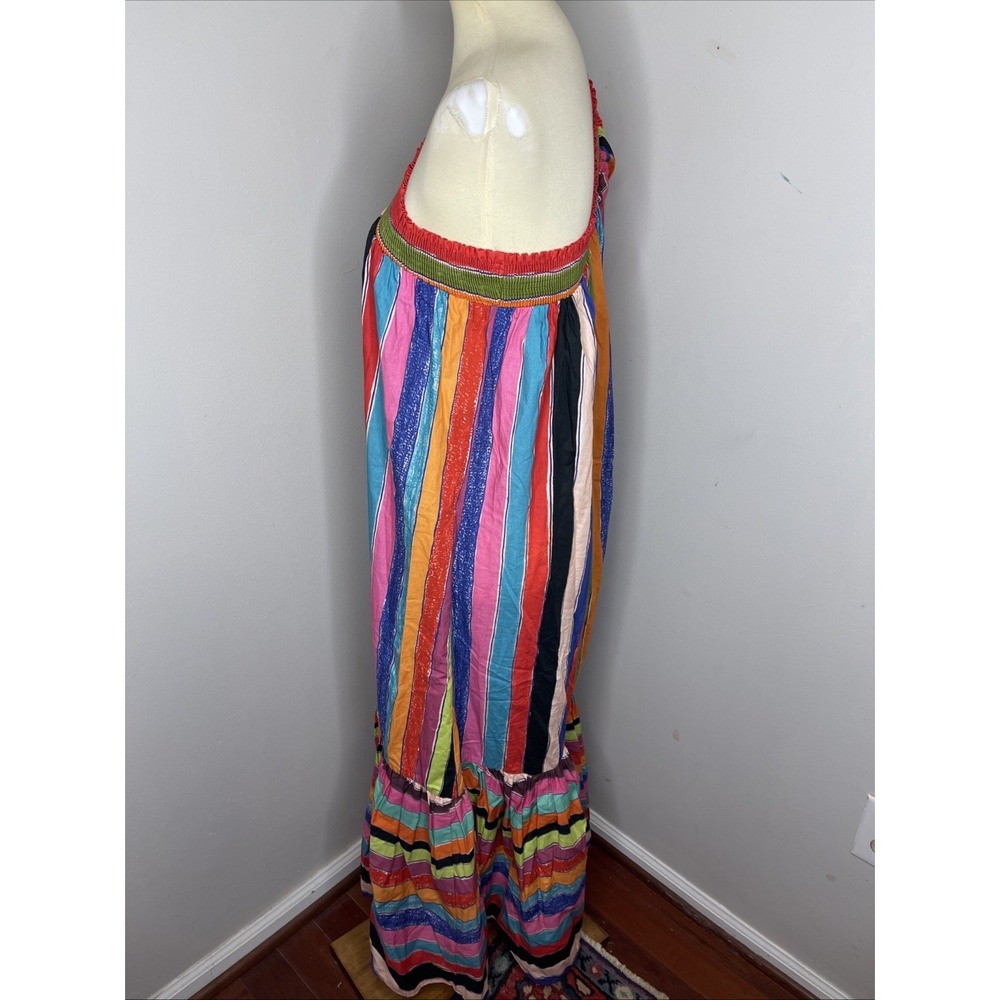 Farm Rio One Shoulder Multi-color Stripe Maxi Dress Medium M - Picture 2 of 9